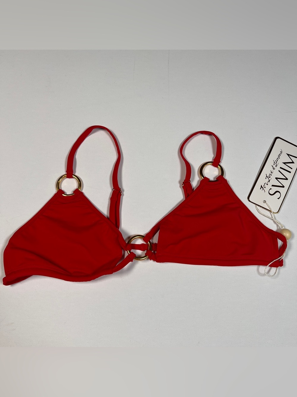 NWT For Love and Lemons Red and Gold Swim Bikini top L